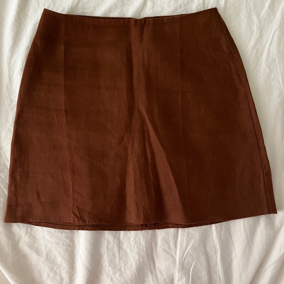 Reformation Dresses & Skirts - Reformation Mini Skirt Linen size 2 in toffee